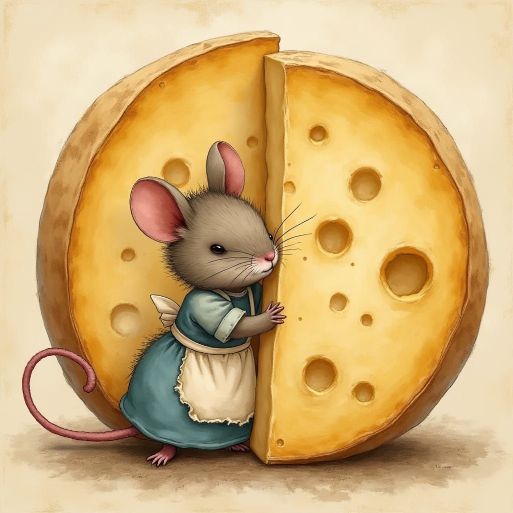 Shy Mouse Peek-a-Boo in Whimsical Illustration