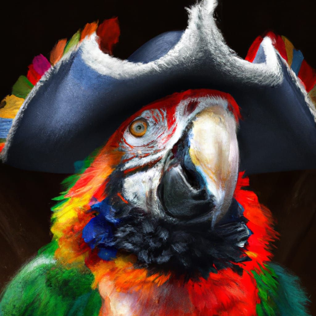 Pirate Parrot Portrait in Splash Art Style
