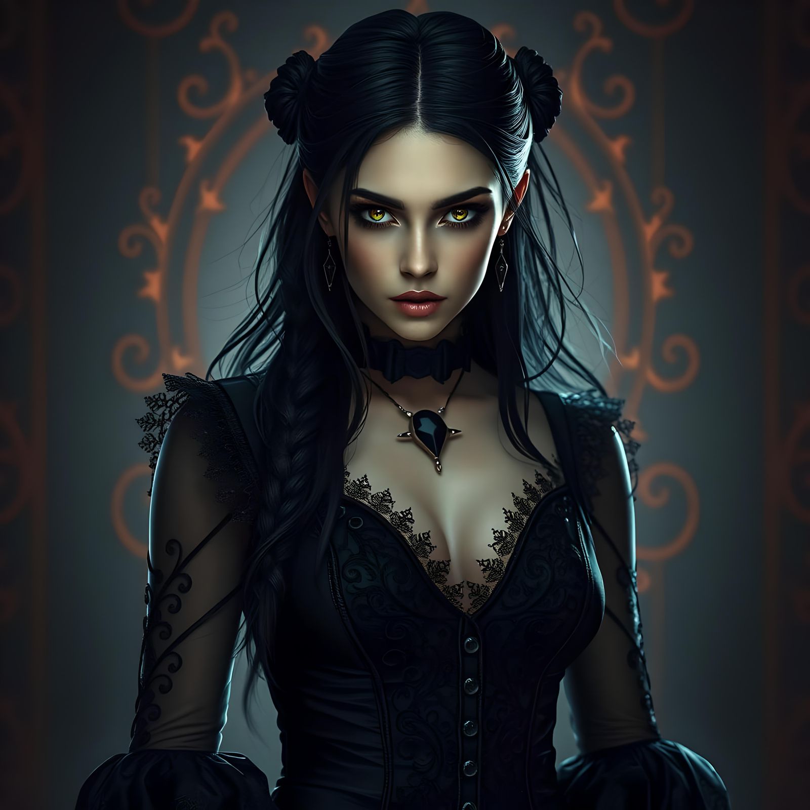Gothic Woman Portrait with Intense Eyes