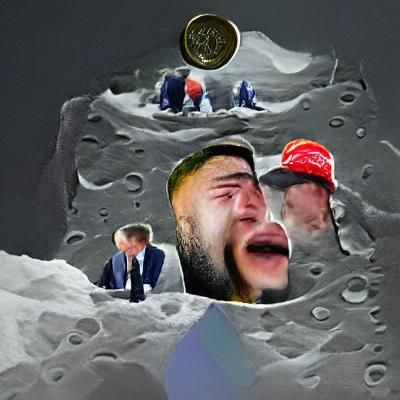 Solitary Figure on Barren Moon Landscape