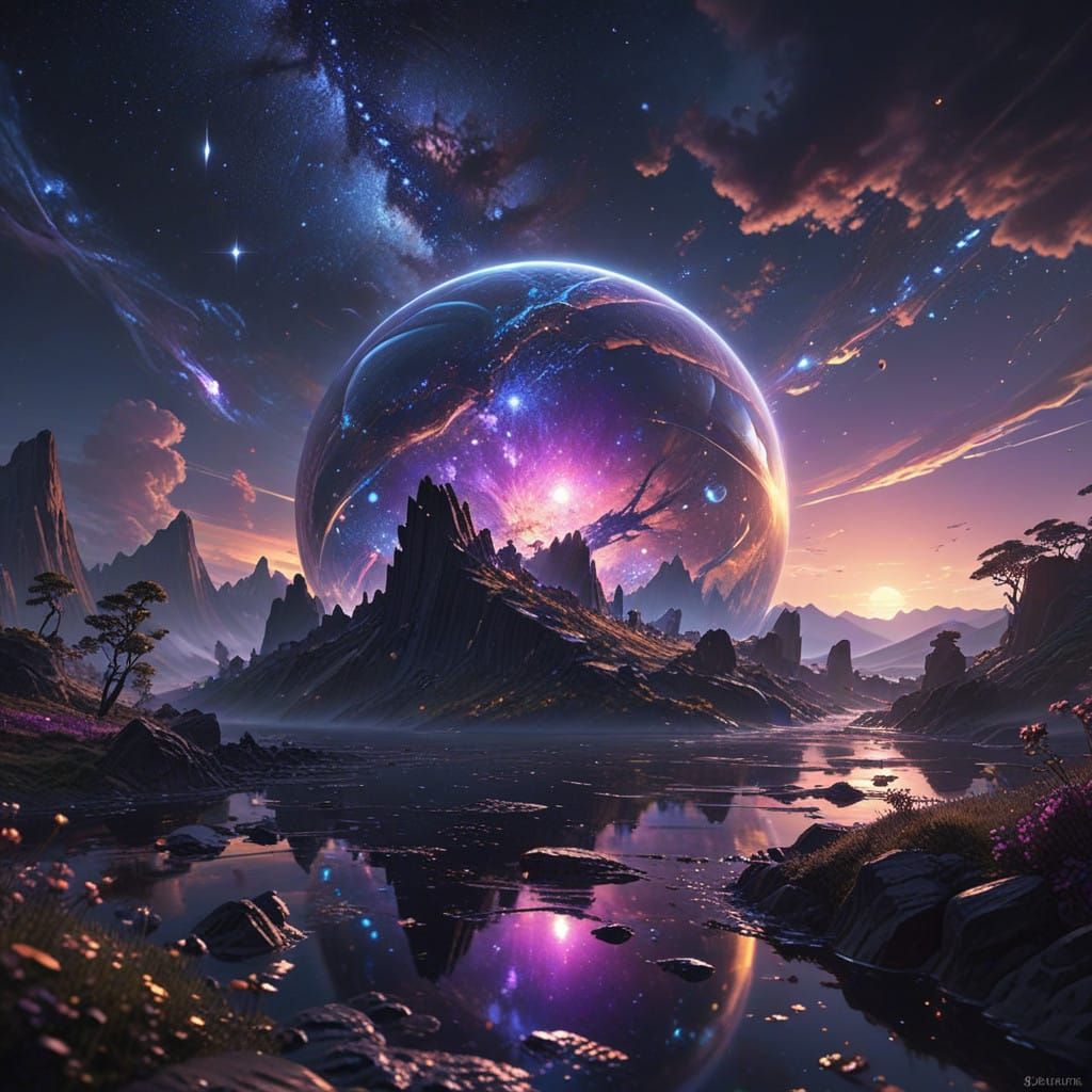 Ethereal Cosmic Dreamscape in Anime Style