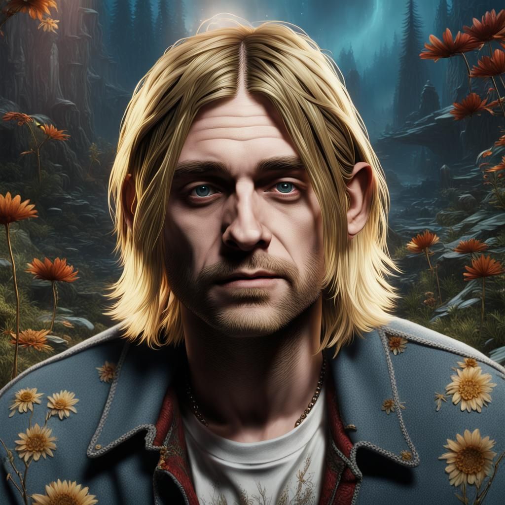 Detailed Matte Painting of Kurt Cobain
