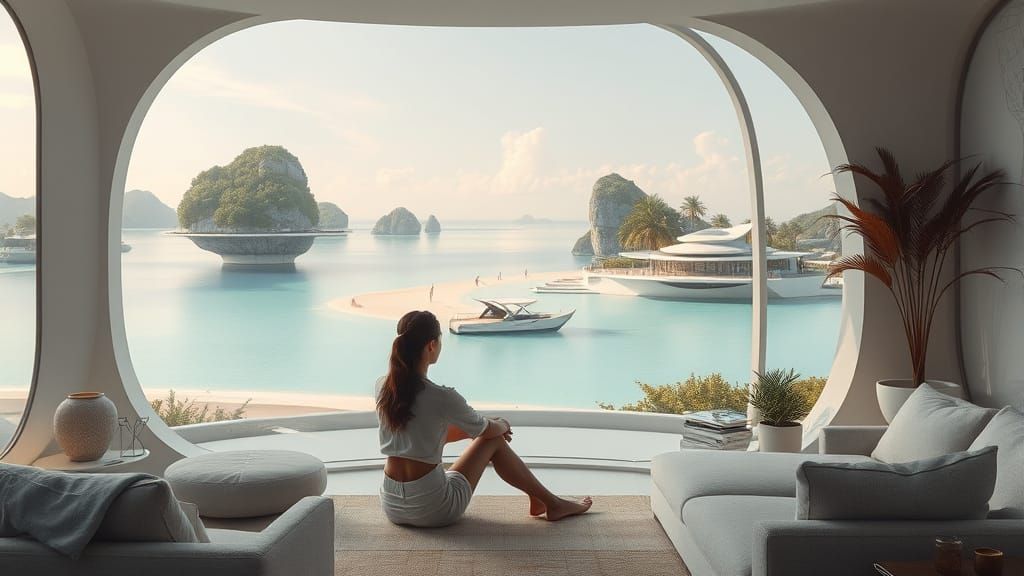 Ethereal Lagoon View in Photo-Realistic Style