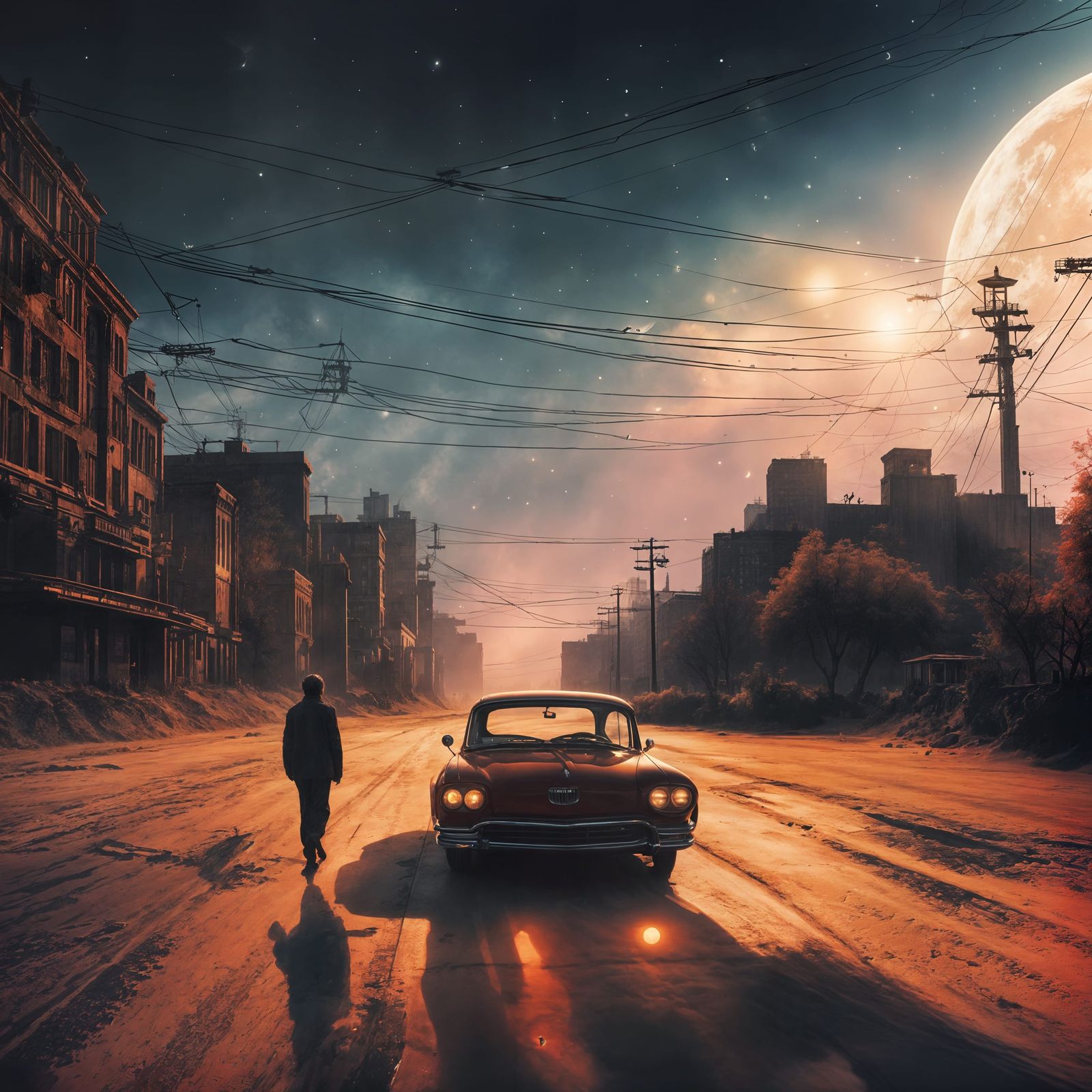 Ethereal Moonlit Cityscape in Art Deco Style