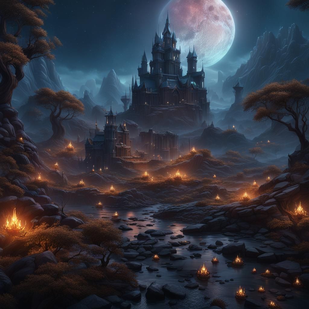 Wandering Stars in Gloom: Detailed Matte Painting