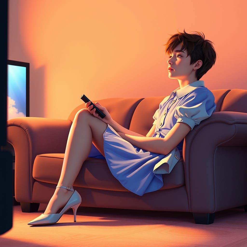 Elegant Man Reclines in Serene Dreamlike Setting