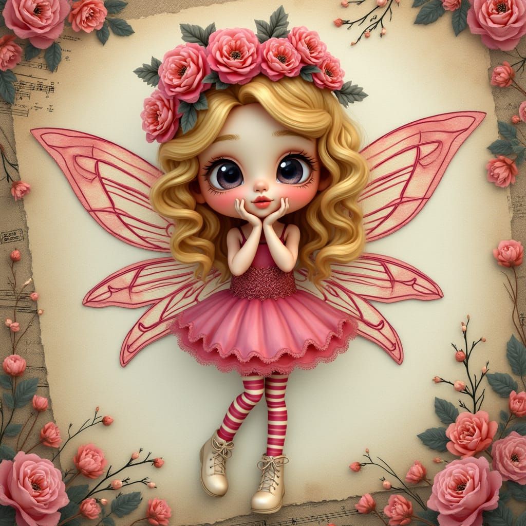 Whimsical Fairy Girl in Vintage Fantasy Art