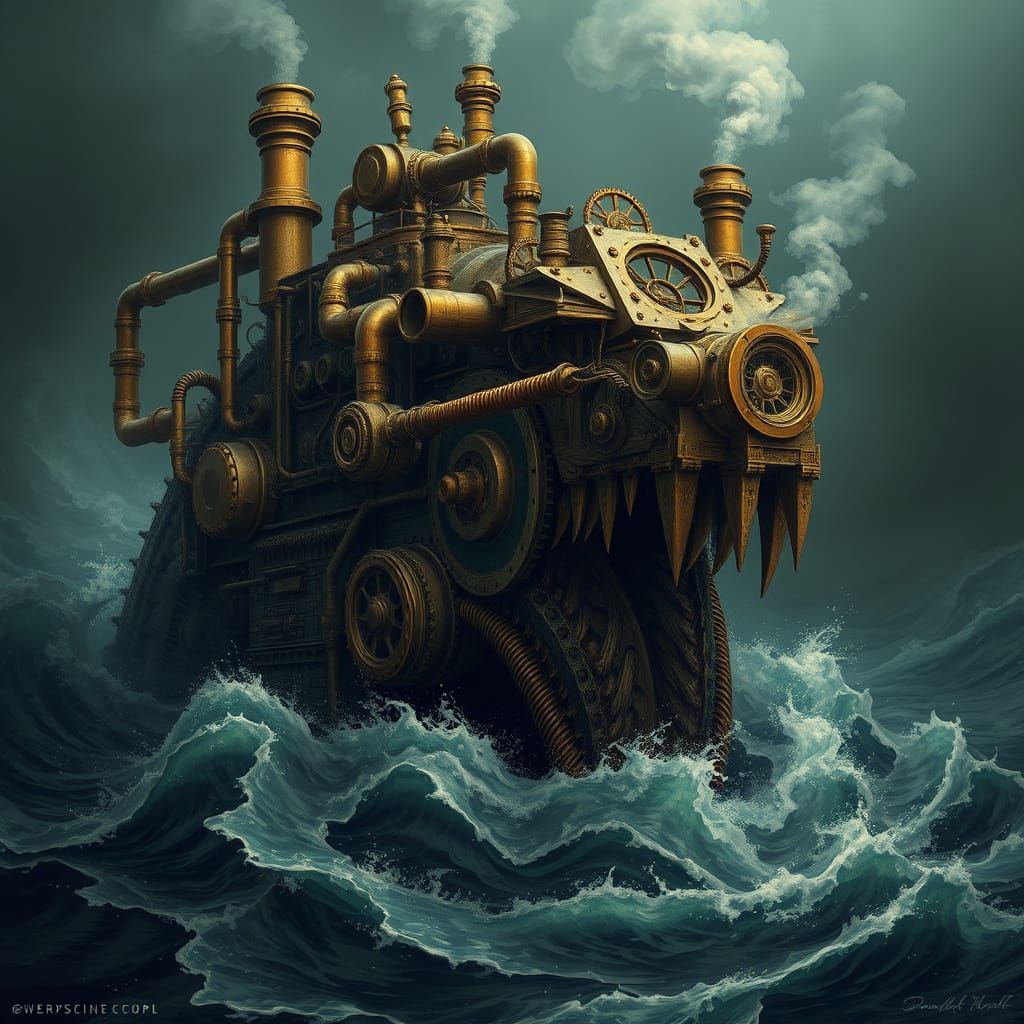 Steampunk Charybdis Rises from the Deep Sea