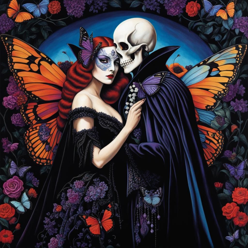 Gothic Butterfly Skull: Psychedelic Bohemian Surrealism