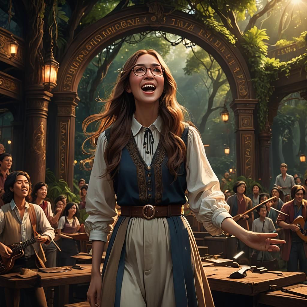 Filipina Singer on Stage: Detailed Matte Painting