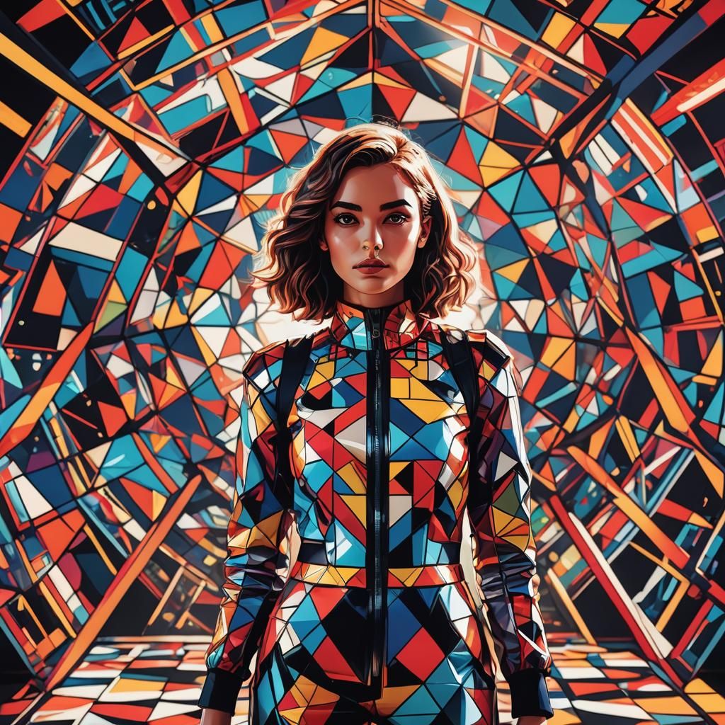 Futuristic Girl in Pop Art Geodesic Dome