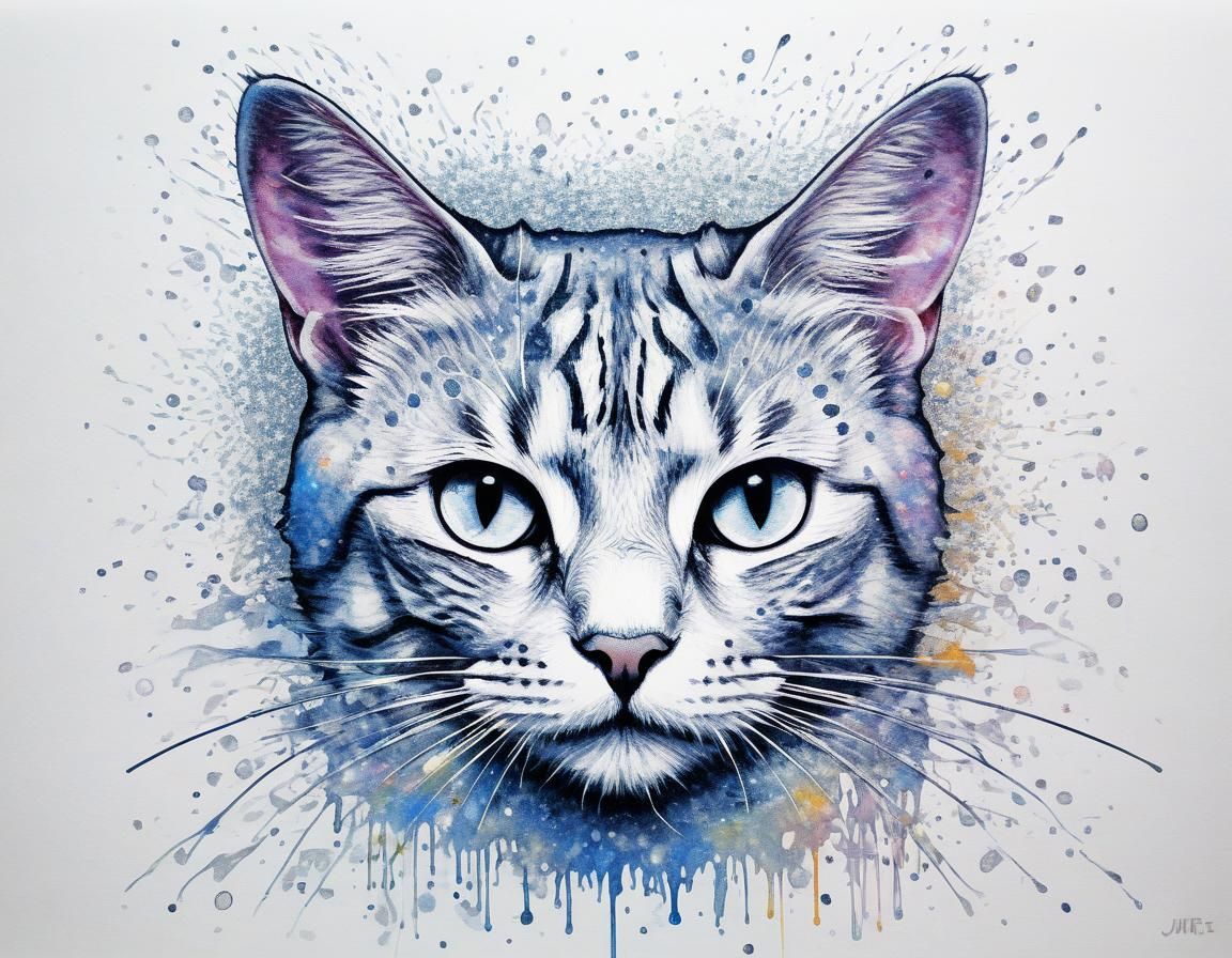 Ethereal Cat Brain in Abstract Impressionism