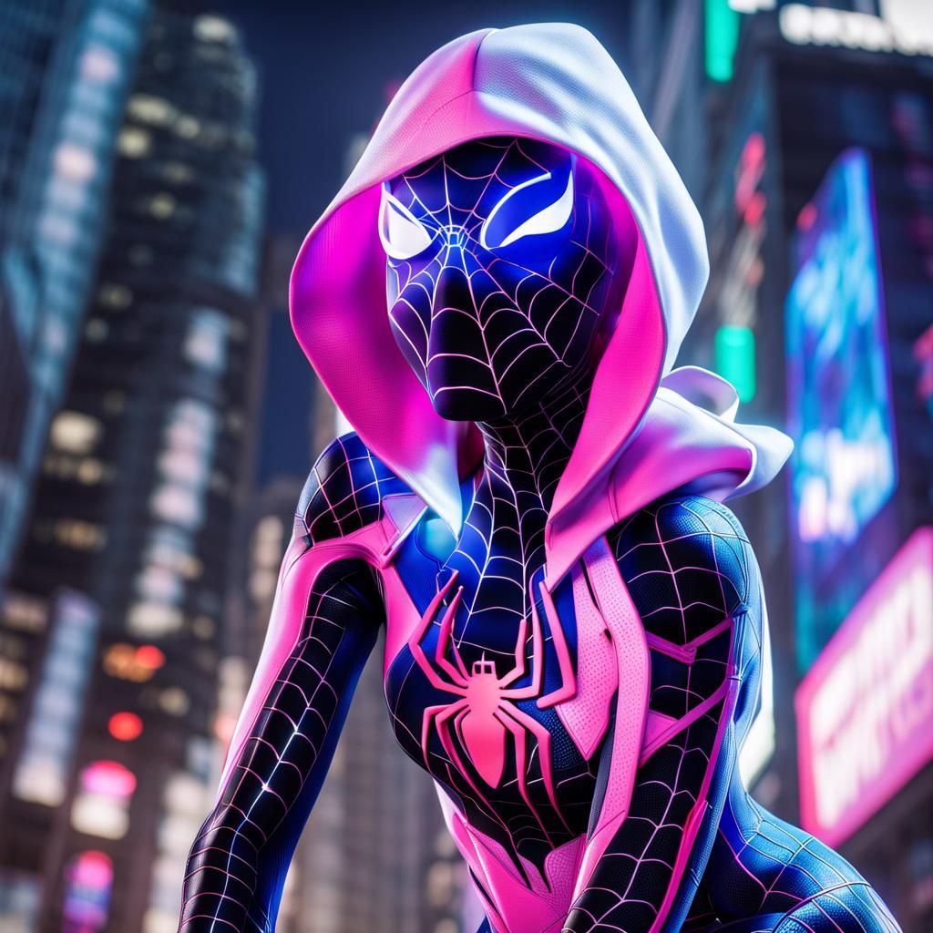 Gwen Stacy Spider-Verse High-Tech Suit, Hyperrealistic