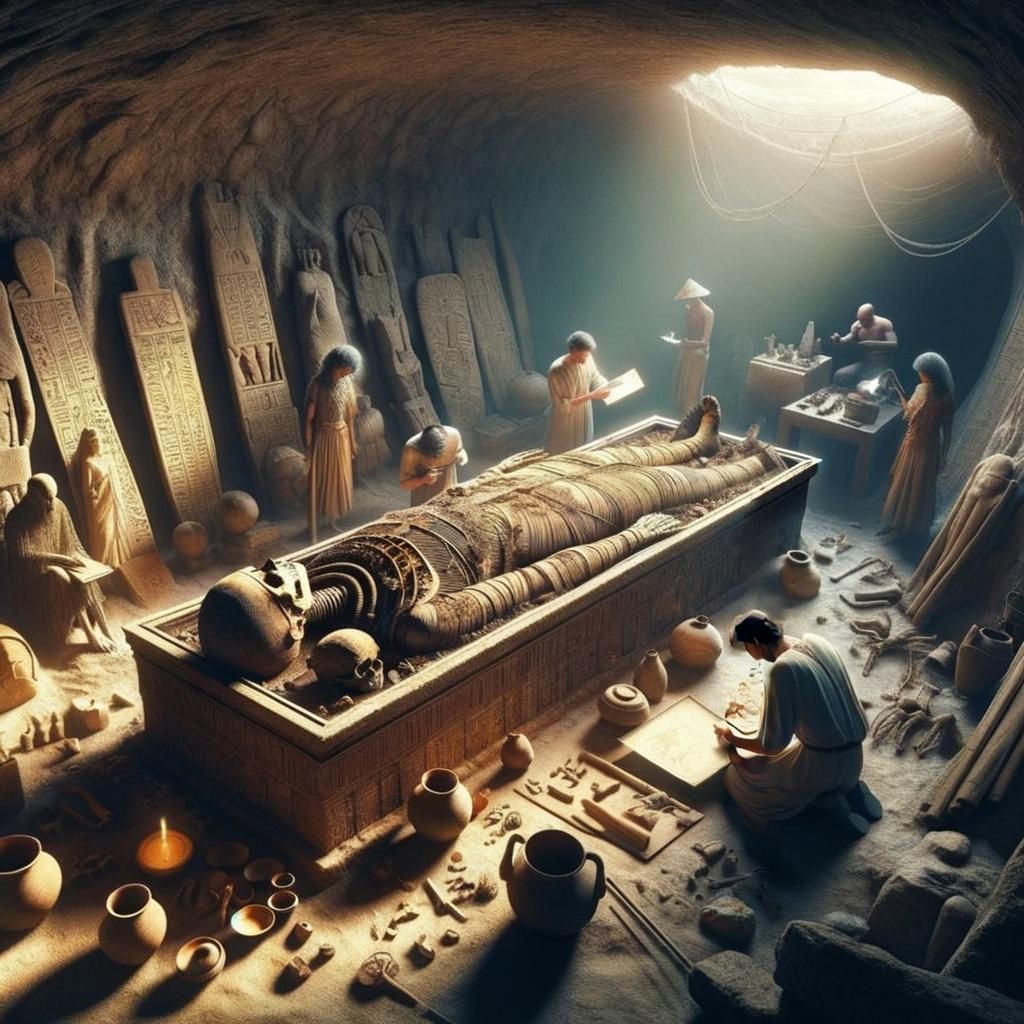 Archaeological Excavation in Ancient Subterranean Tomb