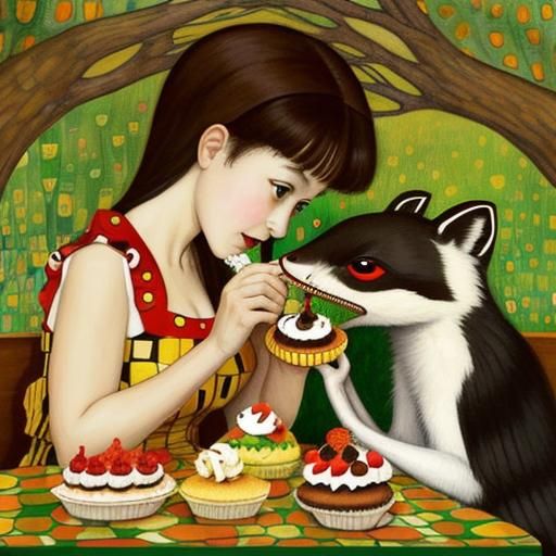 Anteaters Enjoying Cupcakes: Whimsical Watercolor Illustrati...