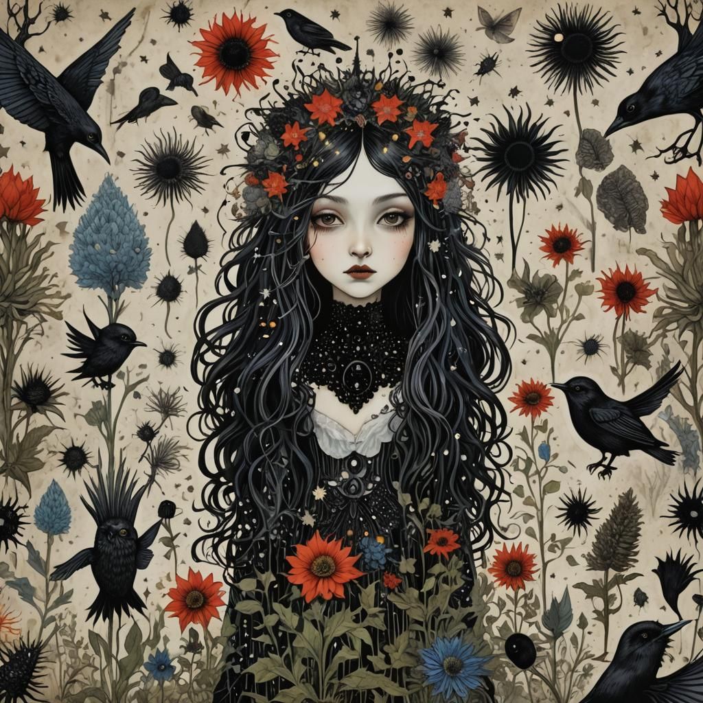 Goddess Athor Collage in Alebrije Style