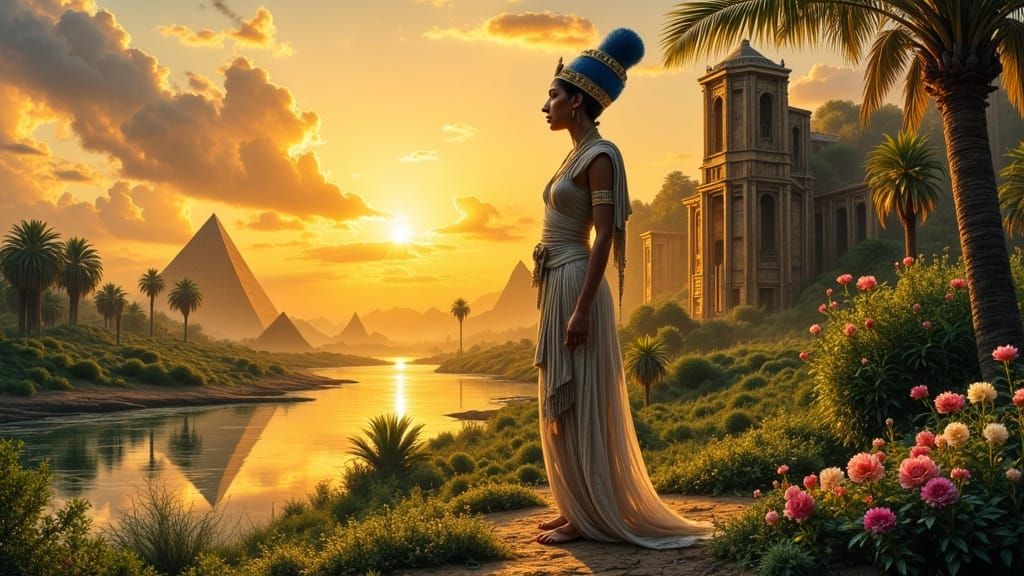 Ancient Egyptian Priestess at Dawn of Akhet