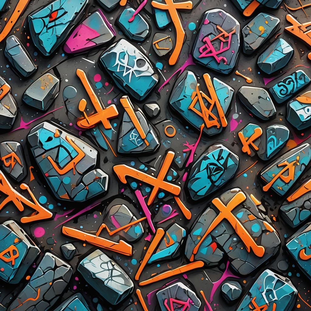 Witcher Runes in Vibrant Graffiti Art