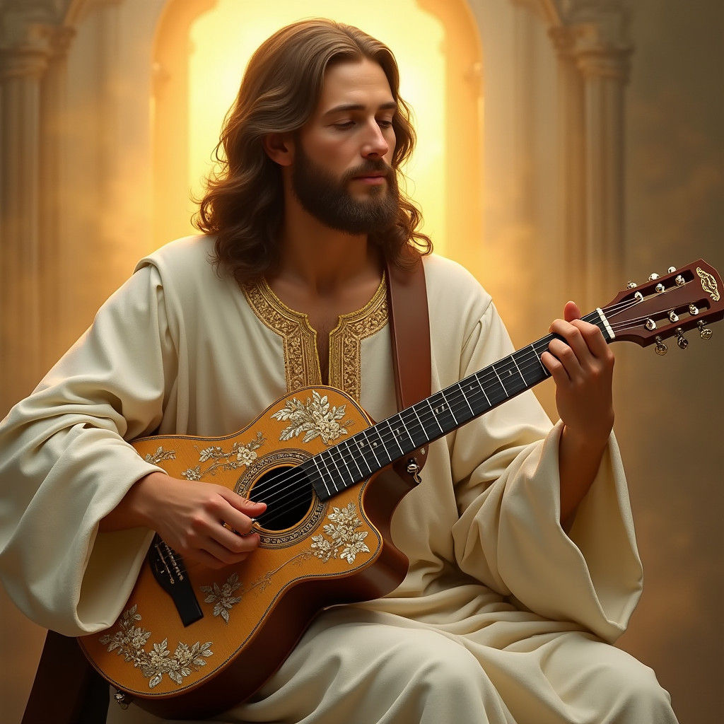 Jesus Plays Guitar in Renaissance Style
