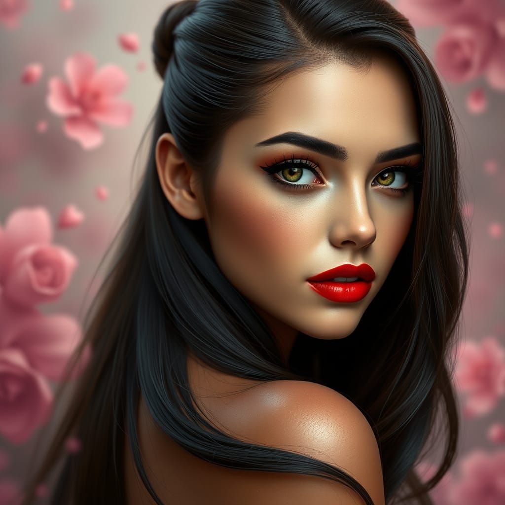 Stunning Black and White Portrait with Soft Waves and Ethere...