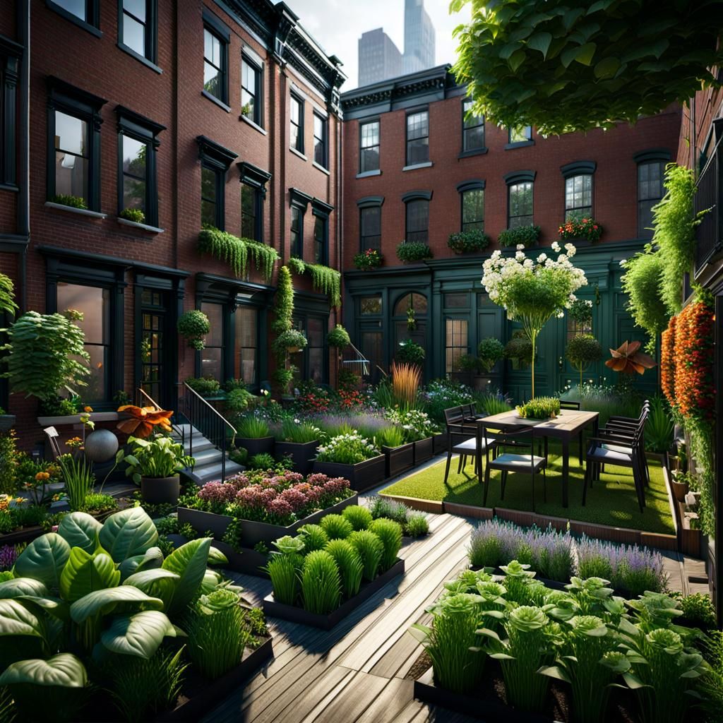Philadelphia Urban Garden in 3D Game Cinematic Style