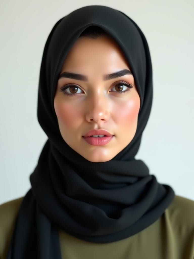 Hyper-Realistic Portrait of a Woman with Neutral Expression