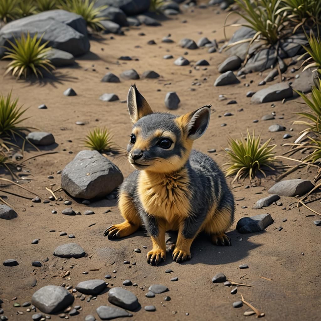 Adorable Patagonian Mara Baby in Detailed Digital Painting