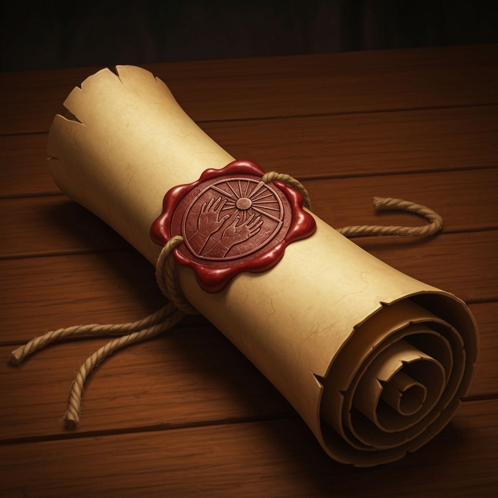 Fantasy Scroll with Hand and Shield Wax Seal
