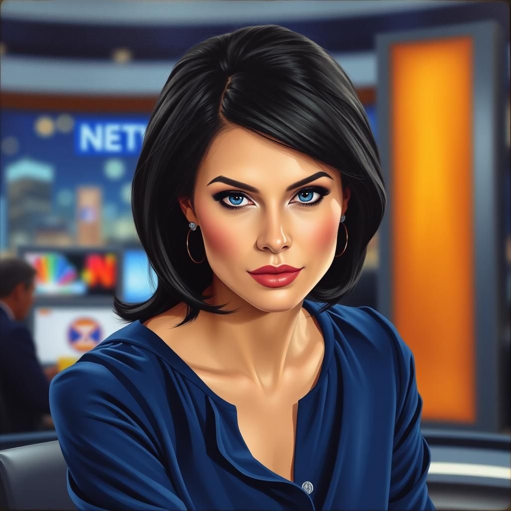 Beautiful News Anchor in Realistic Oil Portrait