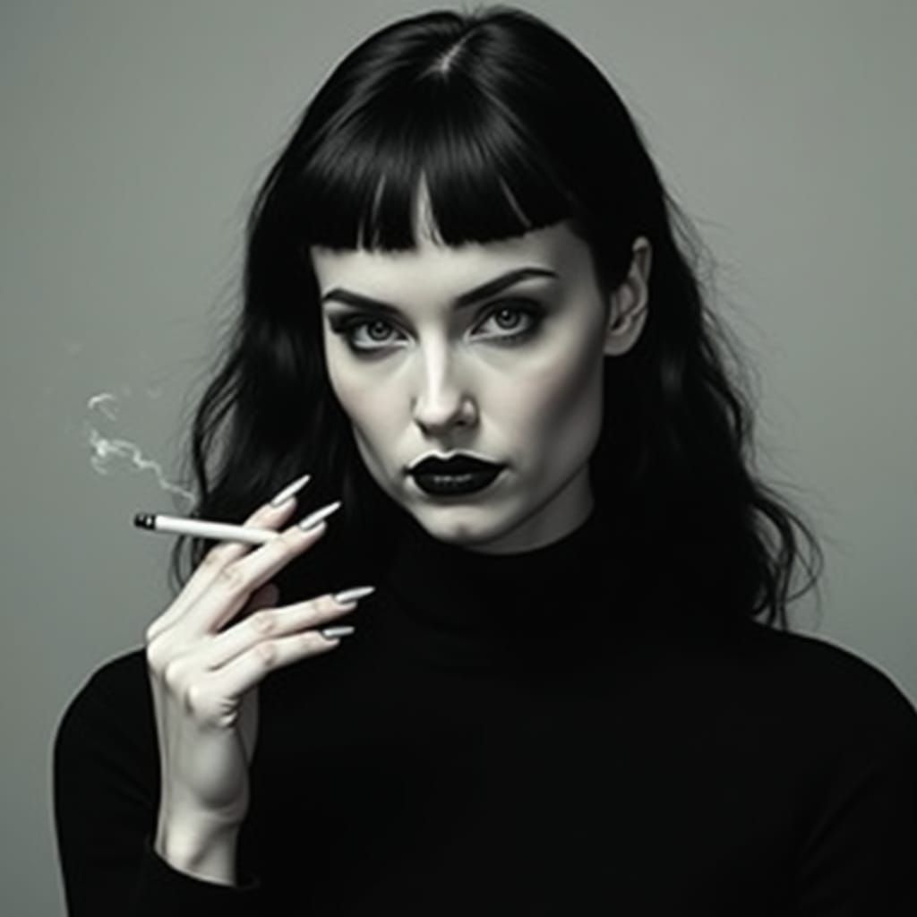 Morticia Addams Portrait in Elegant Darkness