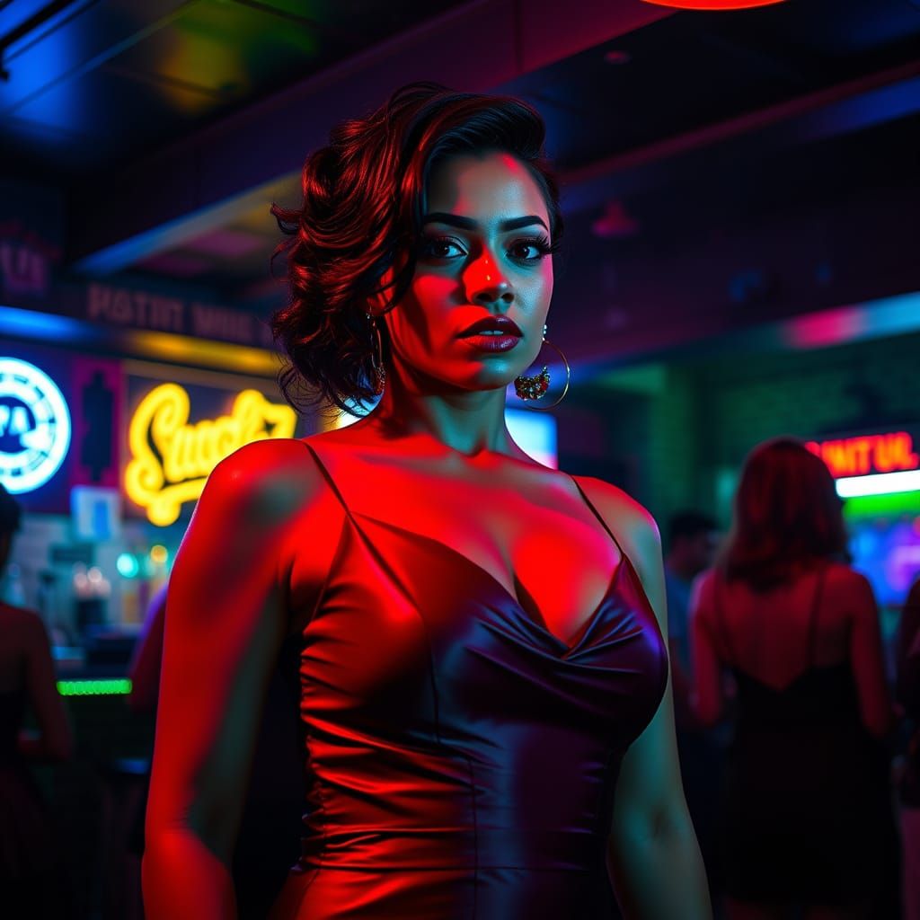 Resilient Transgender Woman in Vibrant LGBTQ+ Bar Scene