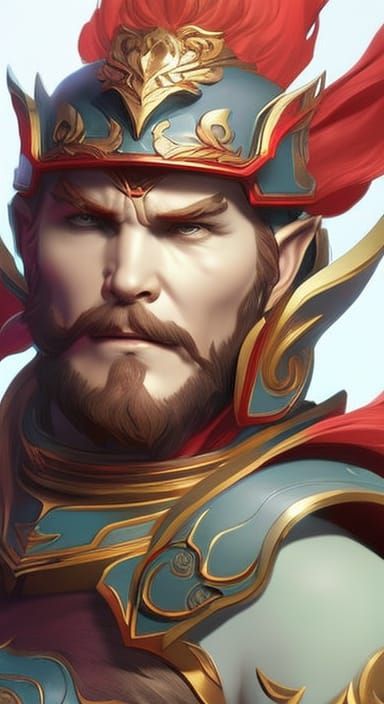 Monkey King Portrait in Hyperdetailed Splash Art Style