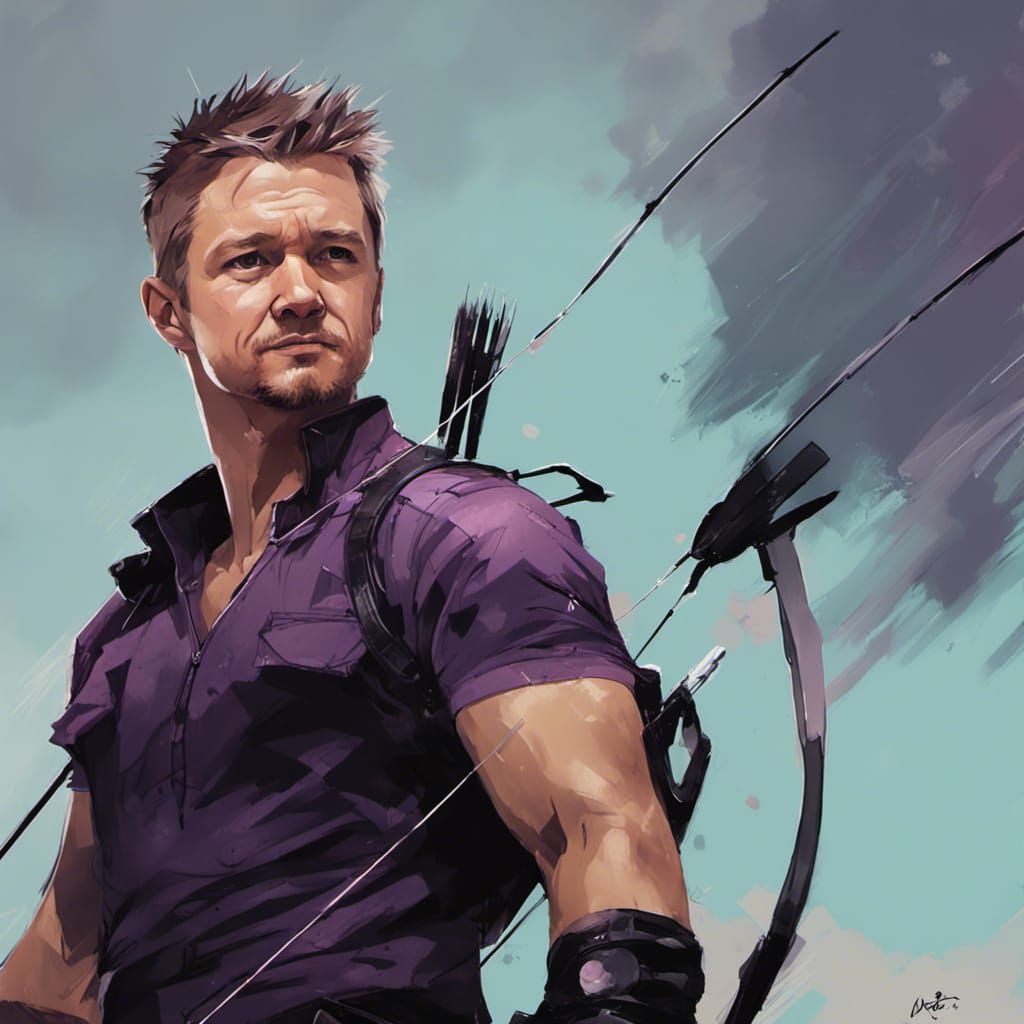 Hawkeye Anime Still in Detailed Digital Painting Style