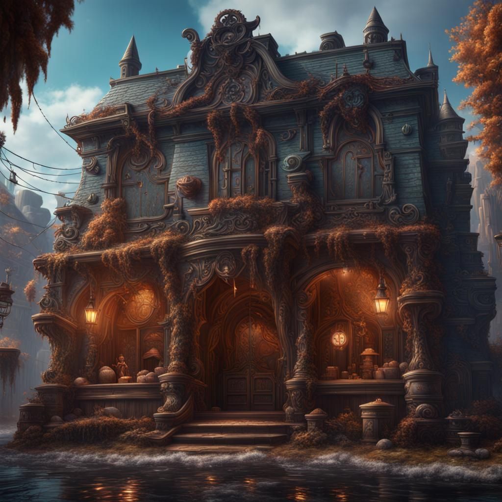 Fantastical Monster Store Concept Art in Deep Color