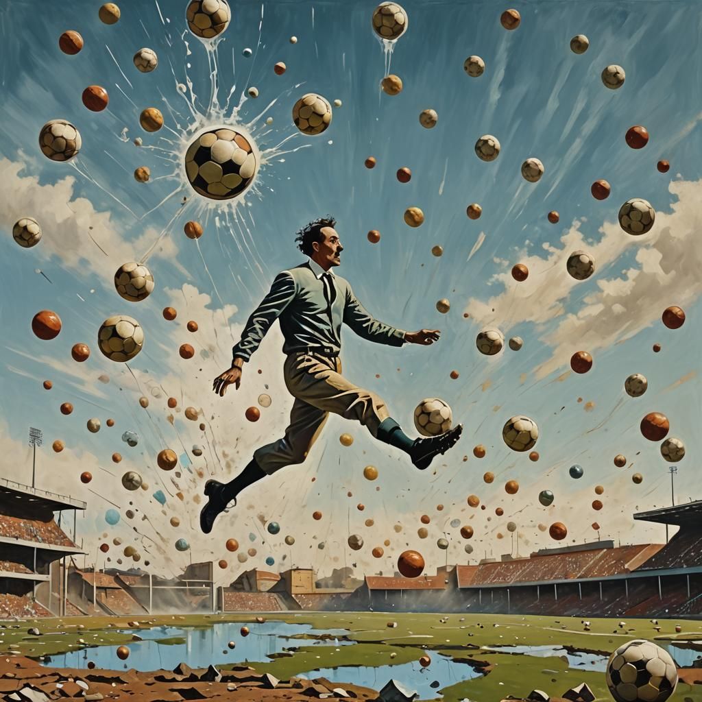 Surrealist Soccer Player in Abstract Expressionism Style