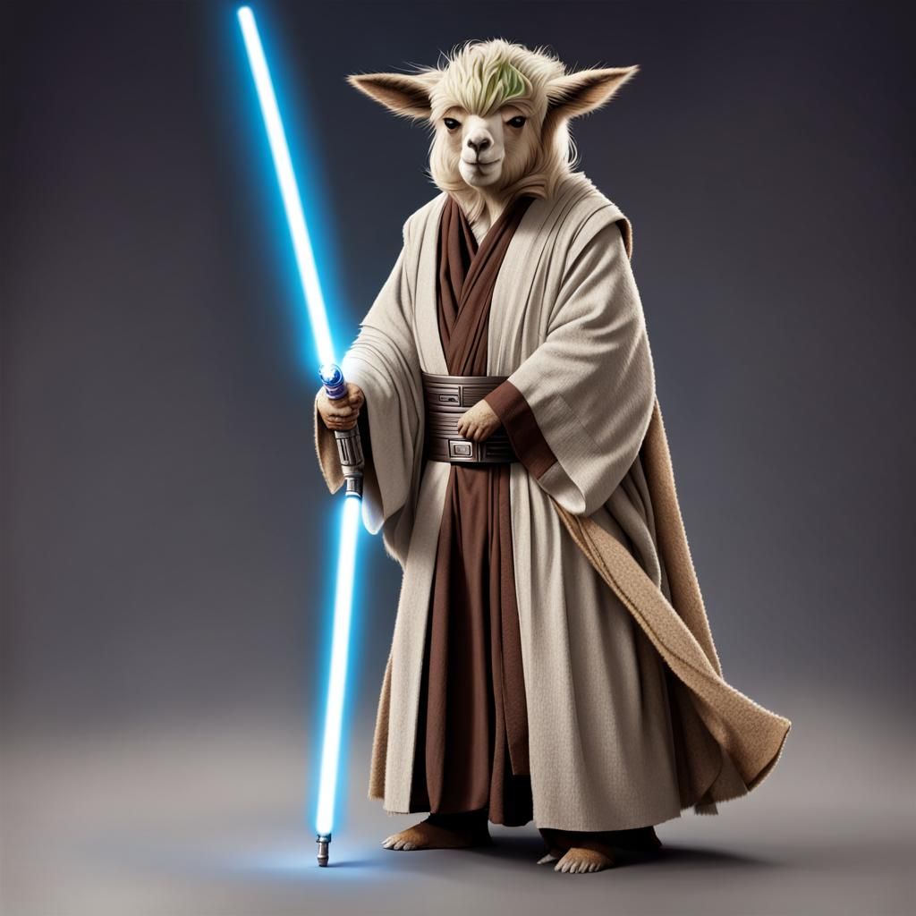 Llama Jedi Master in Fictional Portrait