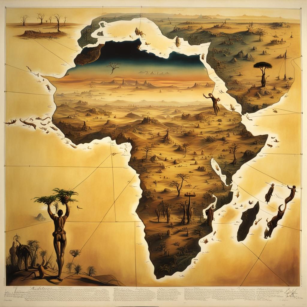 Surreal Map of Africa in Dalí Style
