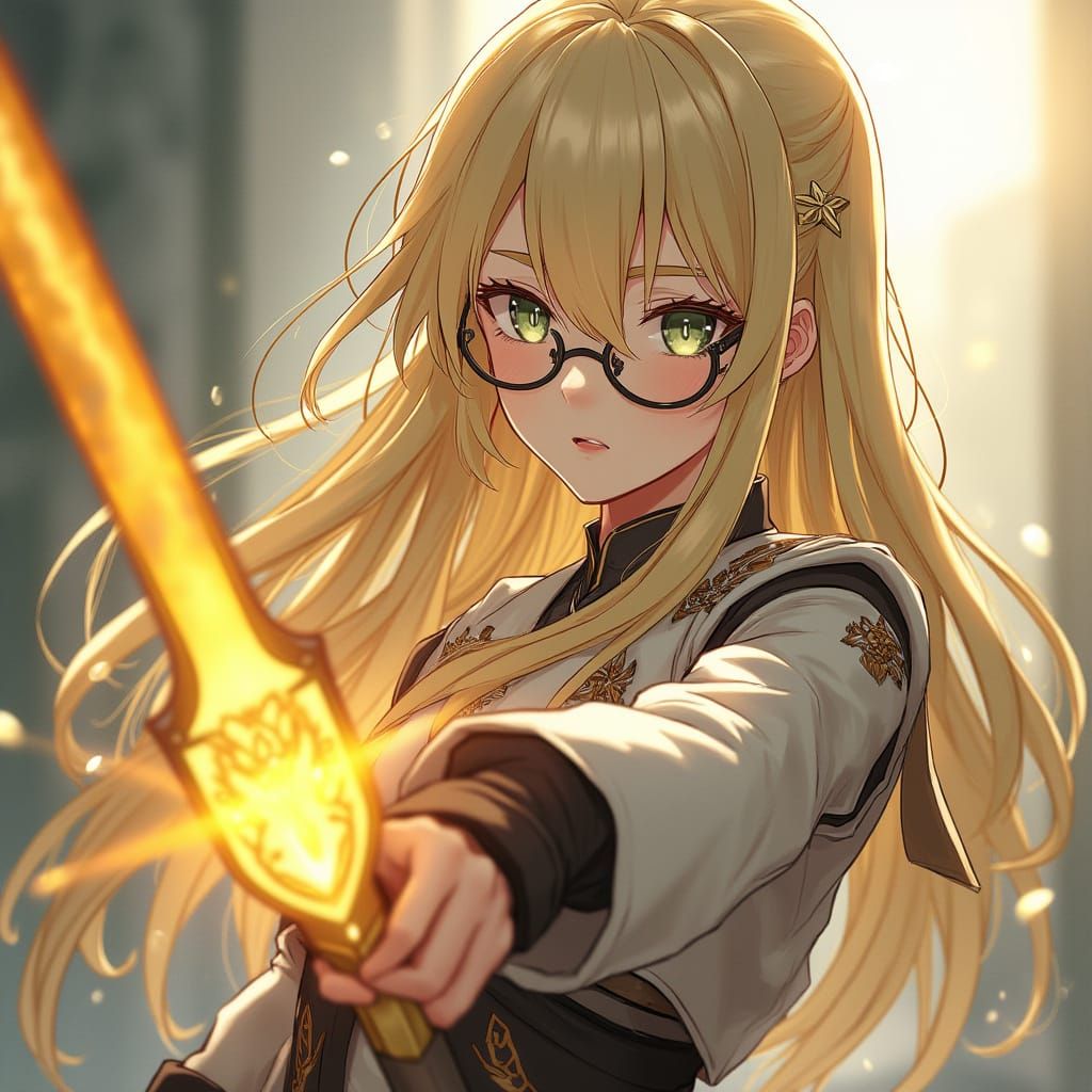 Elegant Geo Character Card in Genshin Impact Style