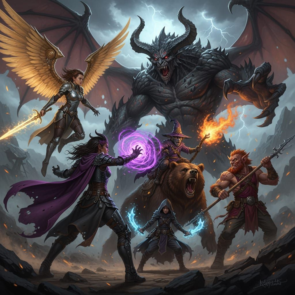 Epic TTRPG Battle: Heroes vs. Massive Demon