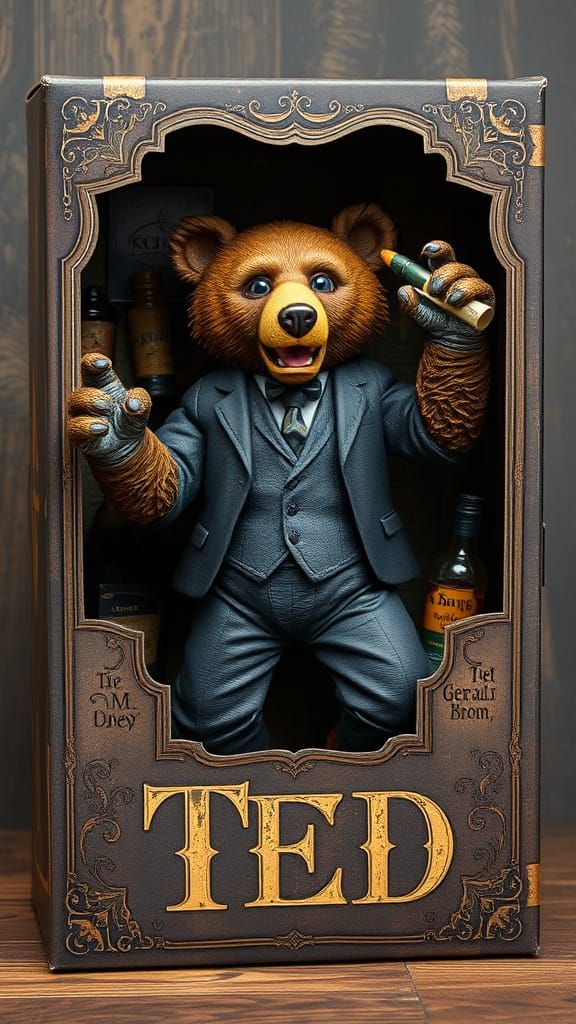Heroic Talking Bear Collectible in Dark Whimsical Style