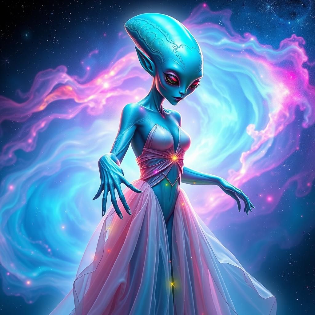 Luminescent Alien Offers Helping Hand in Dreamlike Space