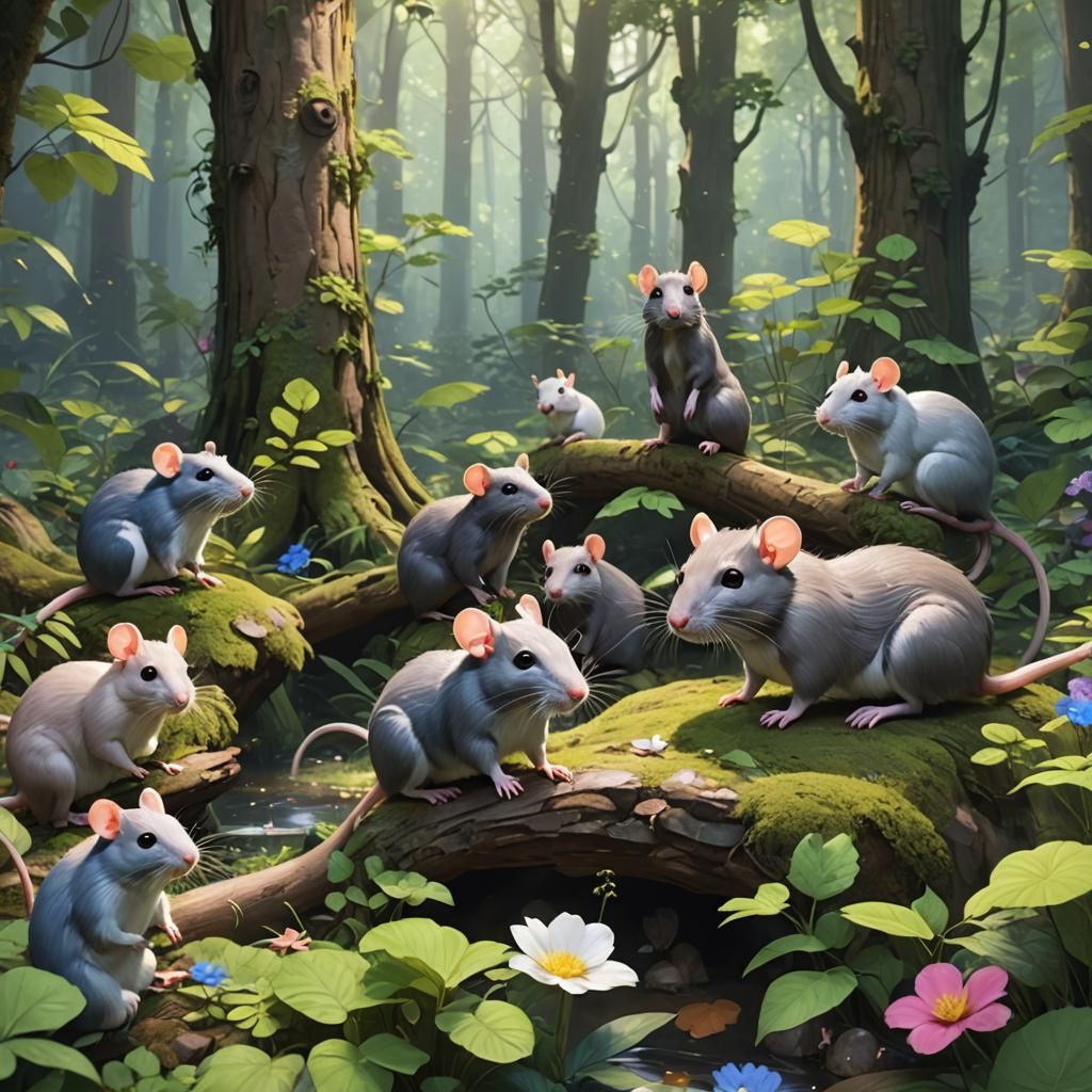 Friendly Rats in a Colorful Giant Forest