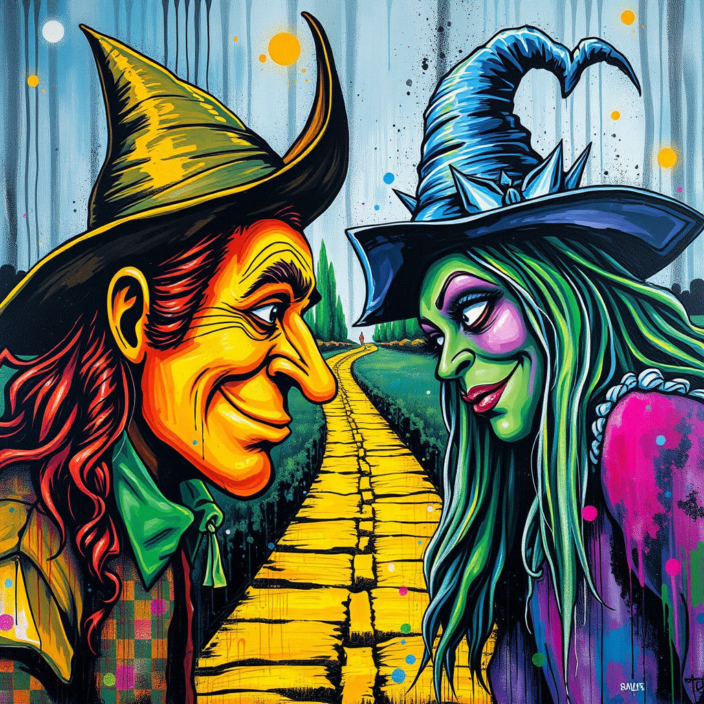 Wizard of Oz vs Wicked Witch: Graffiti Art