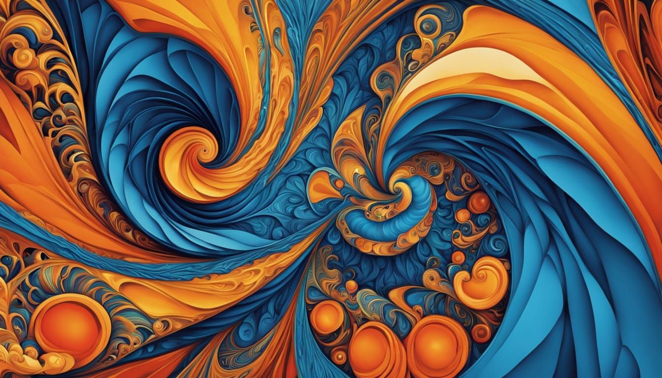 Swirling Geometric Abstraction in Vibrant Hues