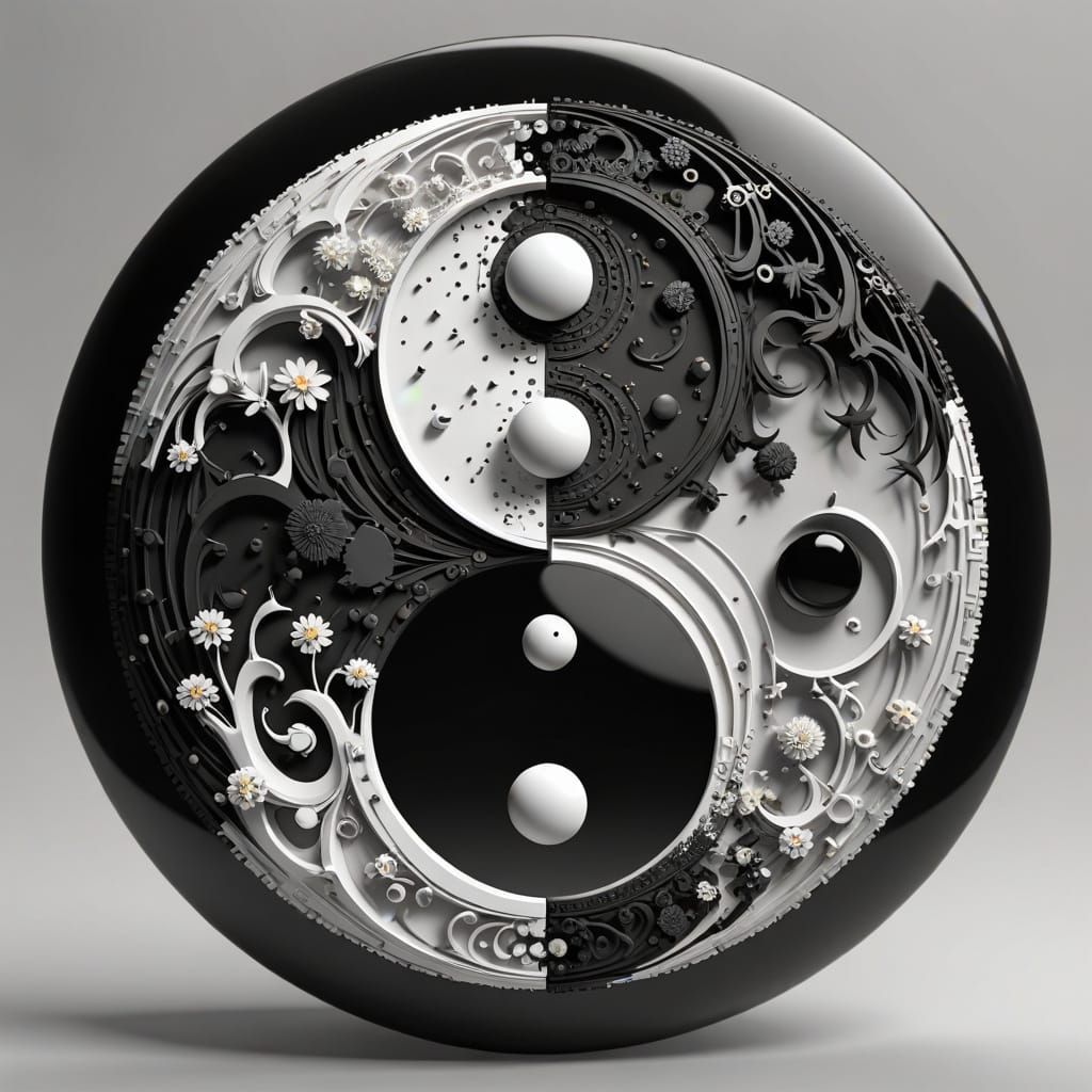 3D Spherical Taoist Yin Yang Symbol