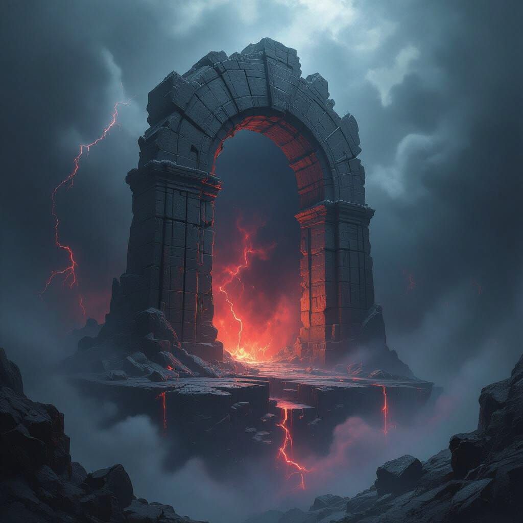 Nightmare Portal: Dark Fantasy Arch in Giger Style