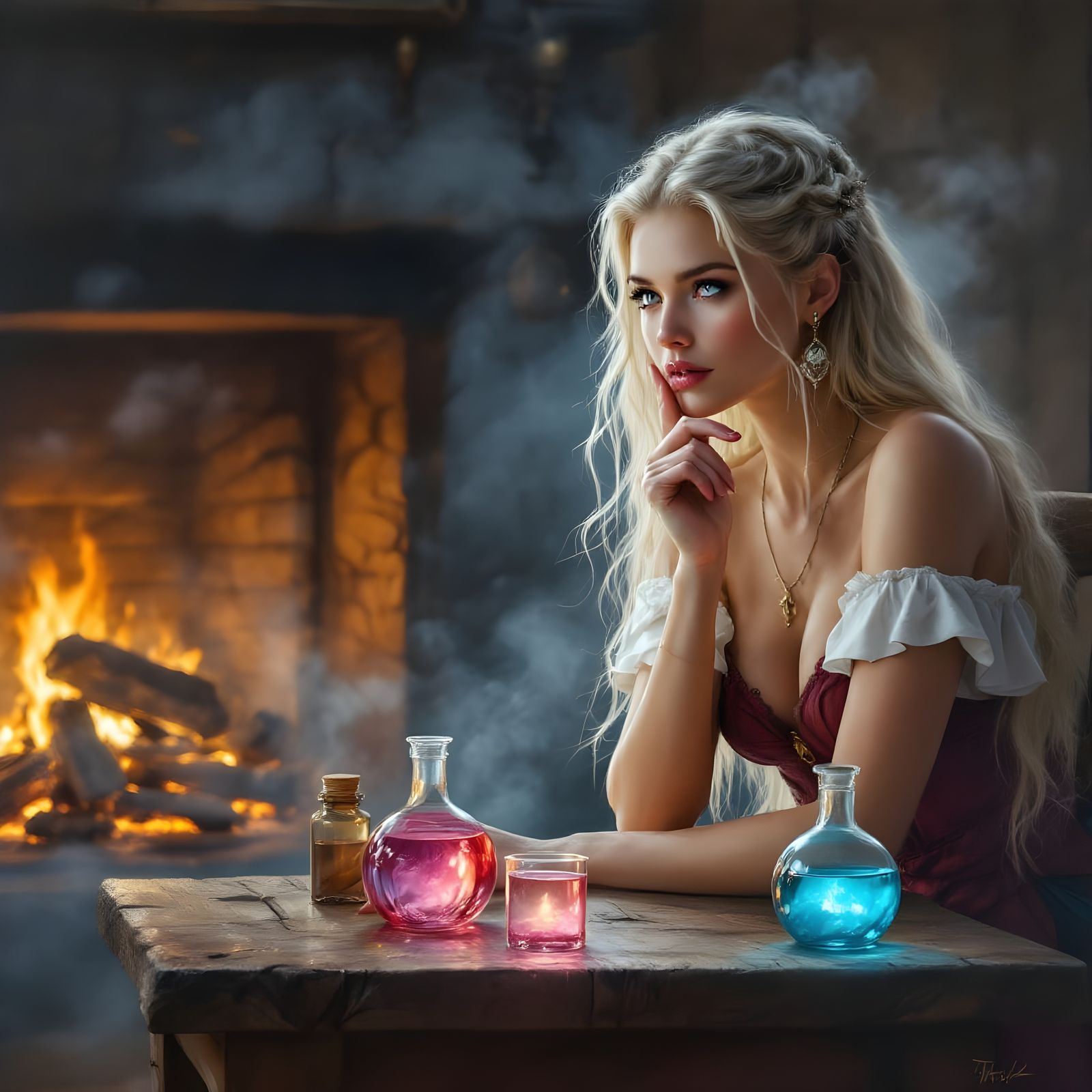 Norse Goddess of Storytelling in Contemplation