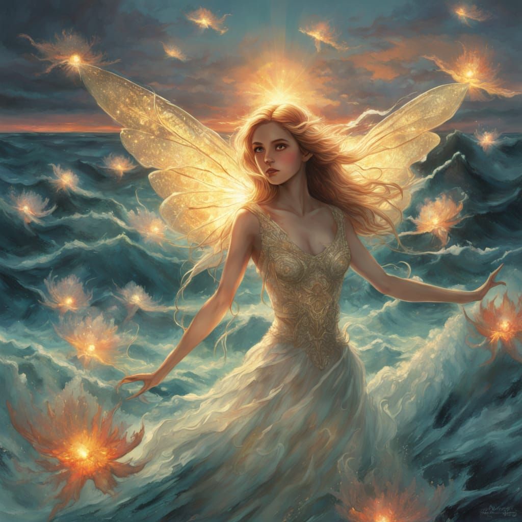 Vibrant Sunset Lighthouse Scene with Fluffy Clouds