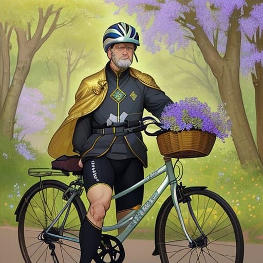 Vintage Cyclist Enjoys Jacaranda Blooms in Toowoomba's Pictu...