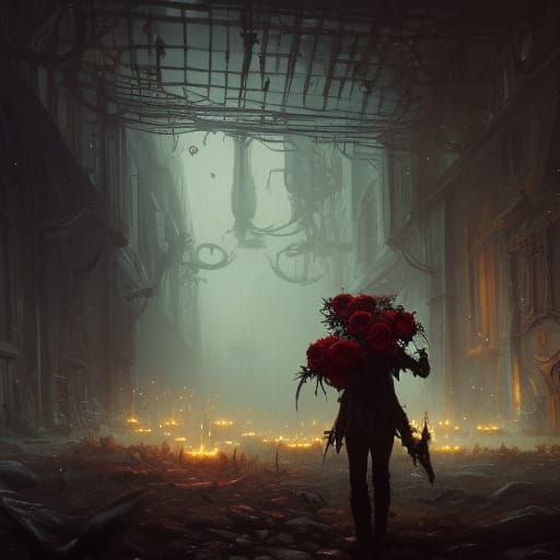 Dark Fantasy Skulls and Roses Concept Art